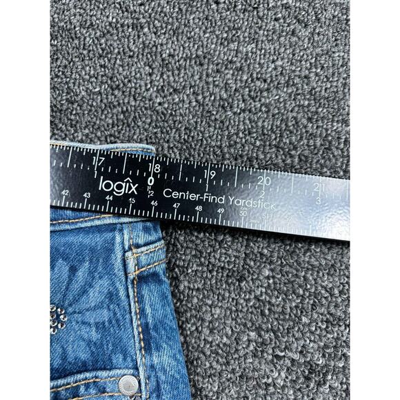 PINK Victoria's Secret Shorts Womens 14 Denim Daisy Rhinestone Raw Hem - Picture 8 of 10